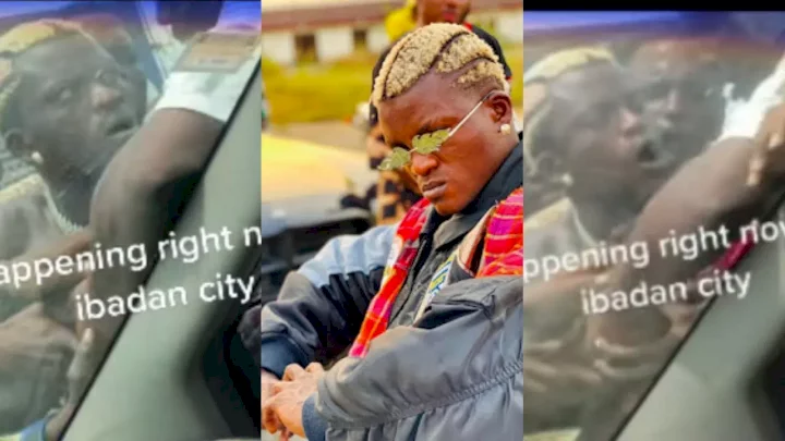 "To be a superstar is not easy" - Portable cries out as residents of Ibadan manhandle him in a bid to extort money from him (Video)