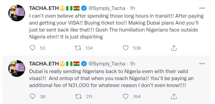 'The humiliation Nigerians face outside the country is dispiriting' - Tacha calls out Dubai officials for sending back Nigerian tourists with valid visas home