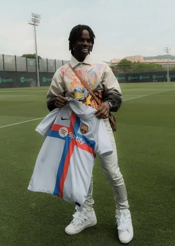 Rema enthralls FC Barcelona stars with mesmerizing performance in spain (Video)