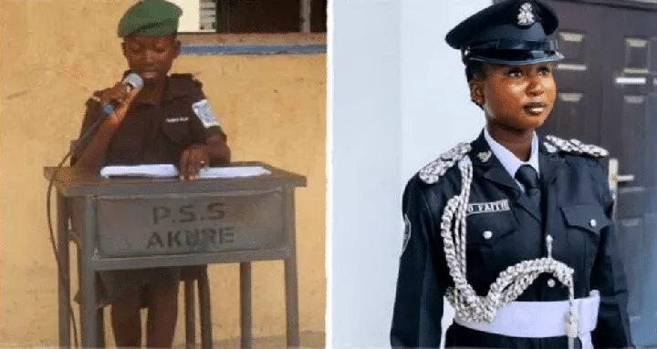 Nigerian lady causes a stir by sharing throwback photo from police secondary school days to becoming a police officer
