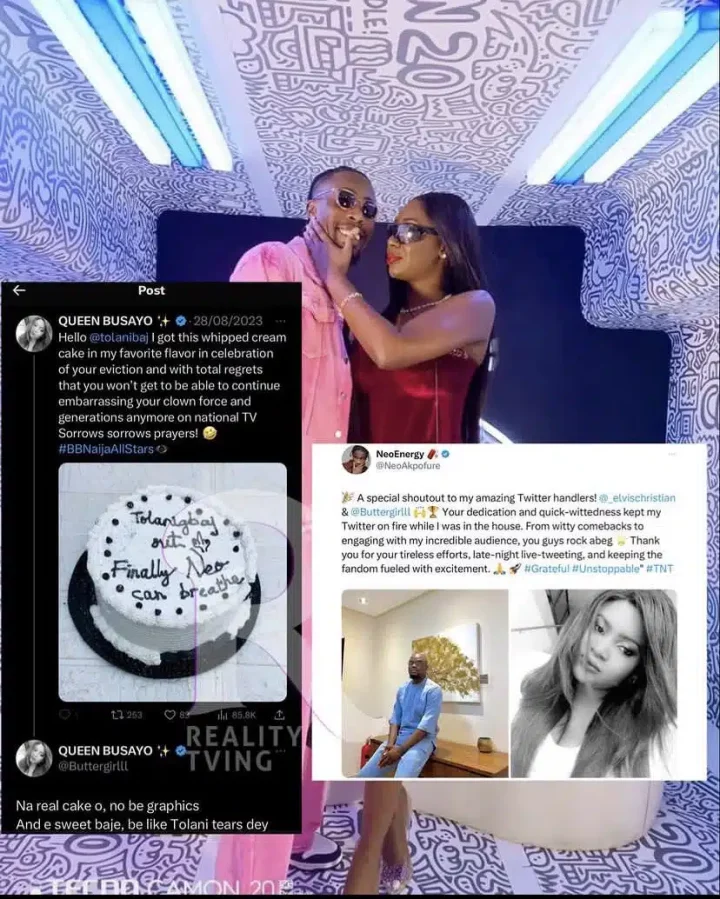 NeoEnergy reveals female handler who sent 'finally NEO can breath' cake to Tolanibaj after her eviction