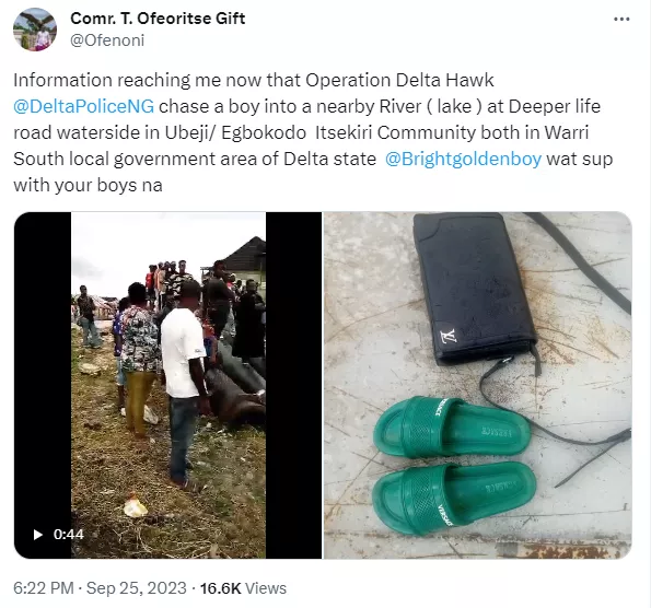 Man drowns after he was allegedly chased into a river by police officers in Delta