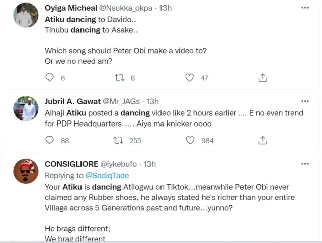 2023 Election: Nigerians react to Atiku Abubakar's solo dance video