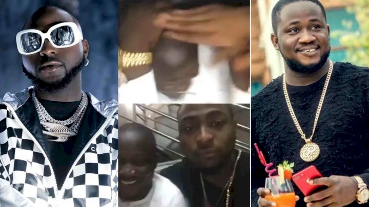 "This life, just be rich" - Reactions as Davido playfully lands hot slaps on Kogbagidi's head (Video)