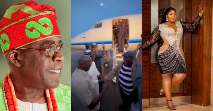 "Our daddy is back" - Eniola Badmus rejoices as Tinubu returns to the country (Video)