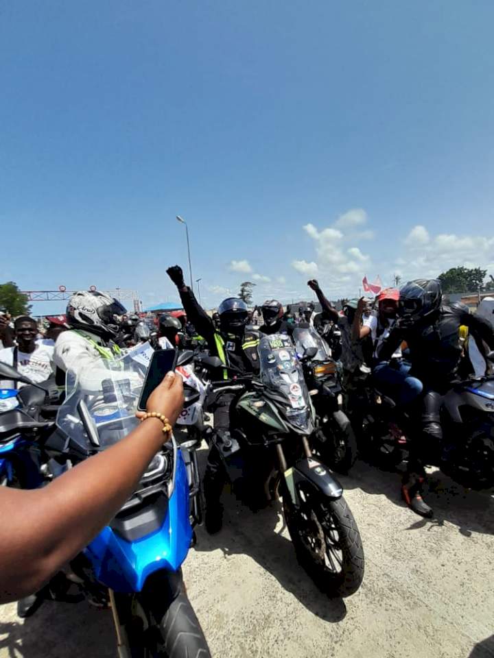 Nigerian man riding a bike from London to Lagos finally arrives Nigeria