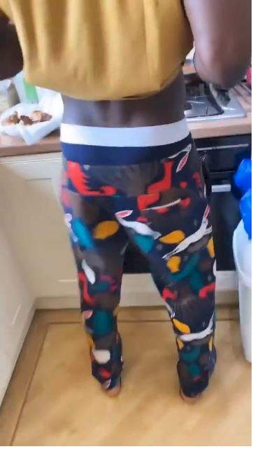 Reality star, Tobi Bakre melt hearts as he is spotted cooking and twerking for pregnant wife, Anu (Video)