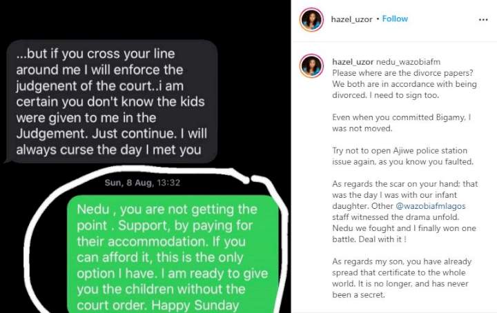 'Man up to some responsibilities on our lovely kids' - Nedu Wazobia's ex-wife fires back