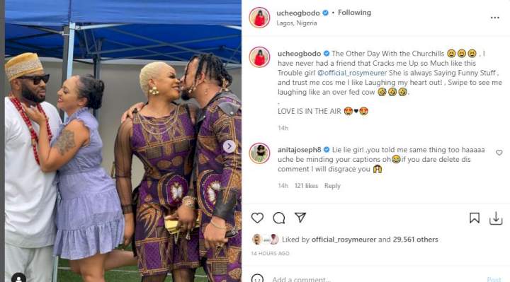 'Lie lie girl, I'll disgrace you' - Anita Joseph reacts to Uche Ogbodo's hangout with Rosy Meurer and husband