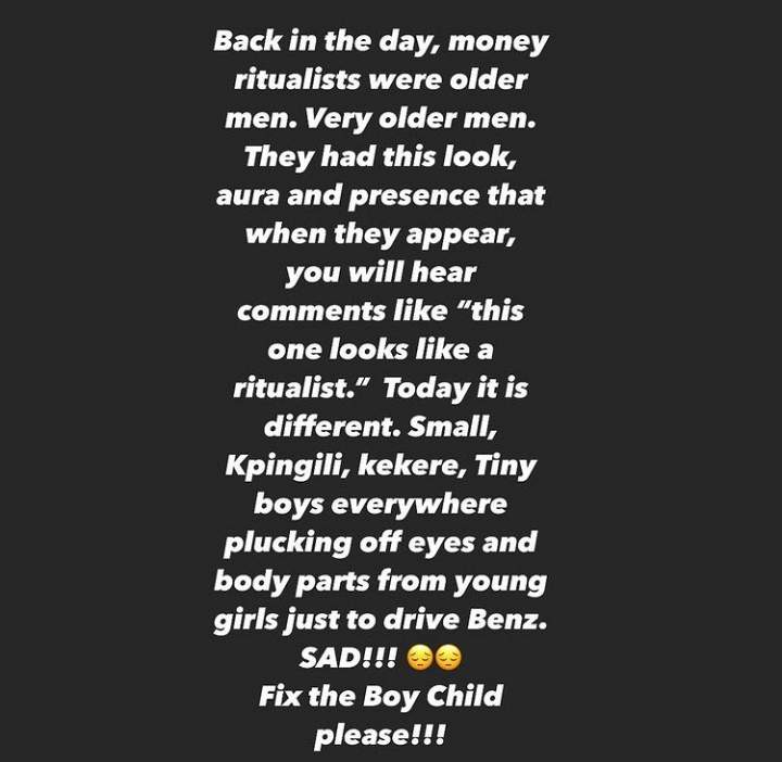 'Let's fix the boy child' - Okon Lagos calls; says ritualists are no longer old men but small boys