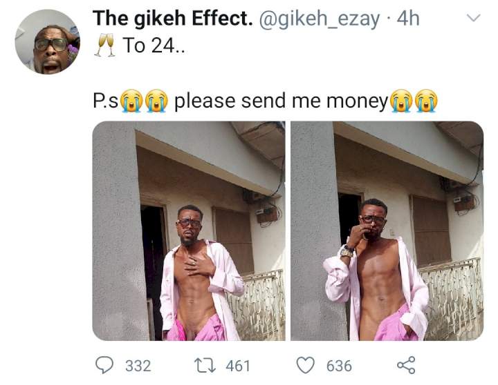 Outrage as Twitter user pulls his pants to expose his male member while begging for money on his birthday (+18) 