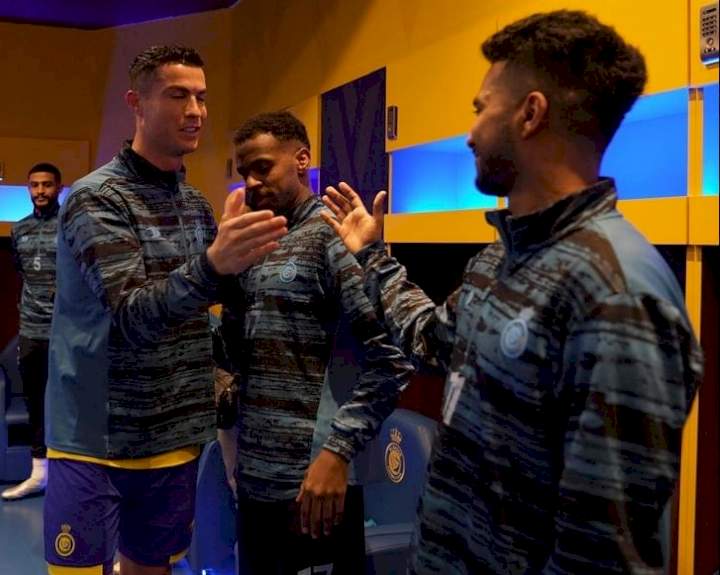 Cristiano Ronaldo meets Vincent Aboubakar, Al-Nassr teammates (Photos)