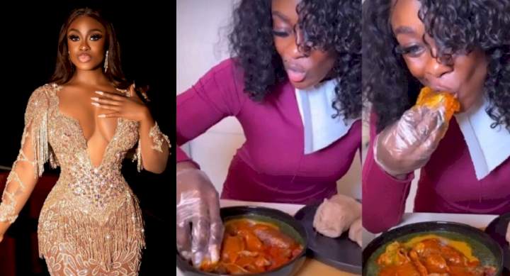 BBNaija's Uriel Oputa dragged for wearing glove while eating 'swallow', she reacts [VIDEO]