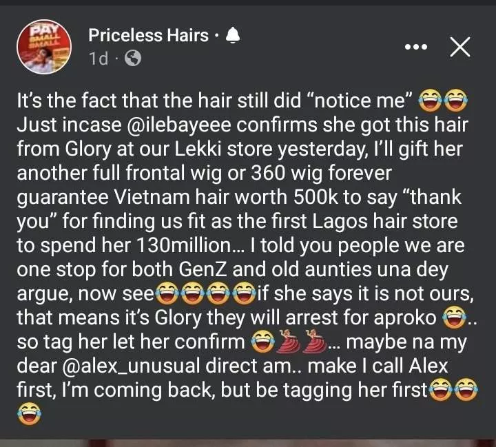 Hair vendor's PA cries out after finding out she sold Hair for Ilebaye at the actual price
