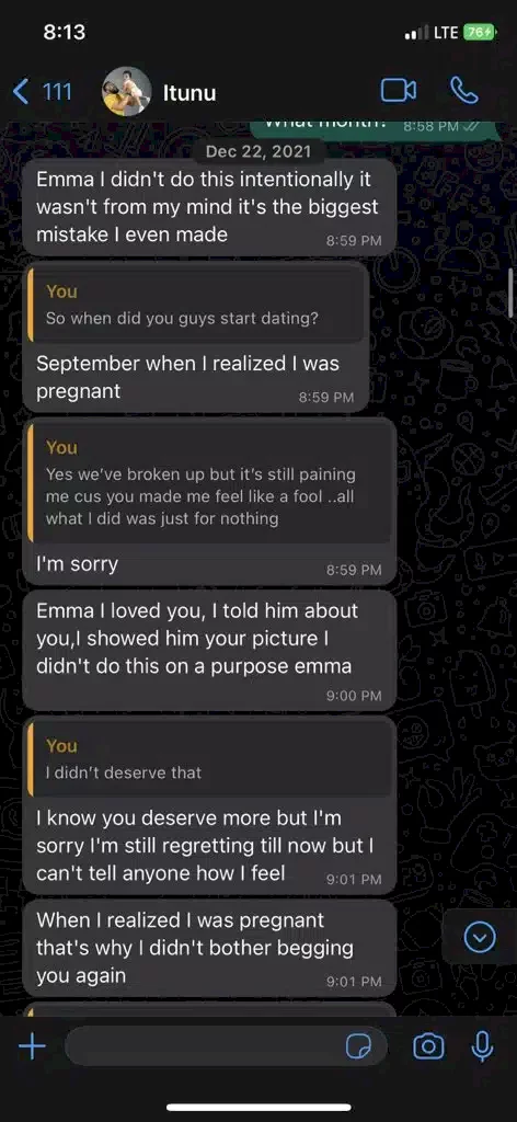 'He can't trust again after this' - WhatsApp chats surface as man discovers girlfriend got pregnant for married man