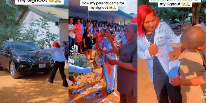 Lady shares how her parents turned up for her sign out (Video)