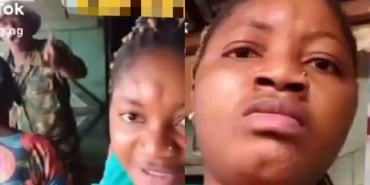 'He gave me blow' - Lady calls out military officer who patronized her business and refused to pay (Video)