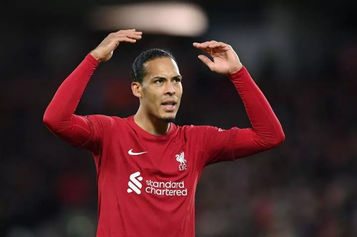 Virgil van Dijk in action for Liverpool (cred: The Real Champs)