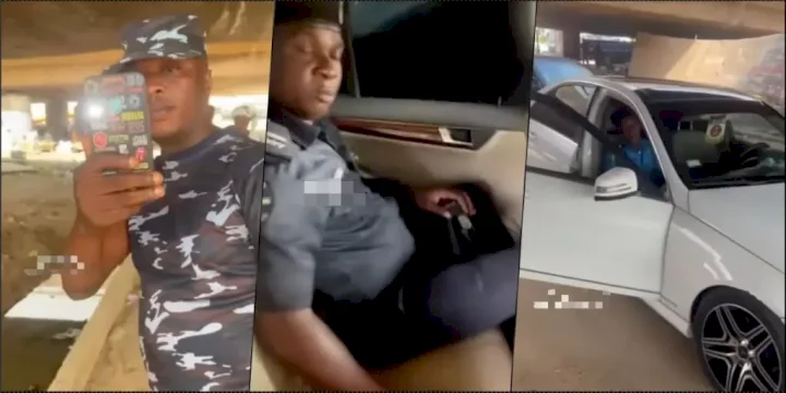 'Na your father you arrest, you dey mental' - Benz owner engages Police Officers (Video)