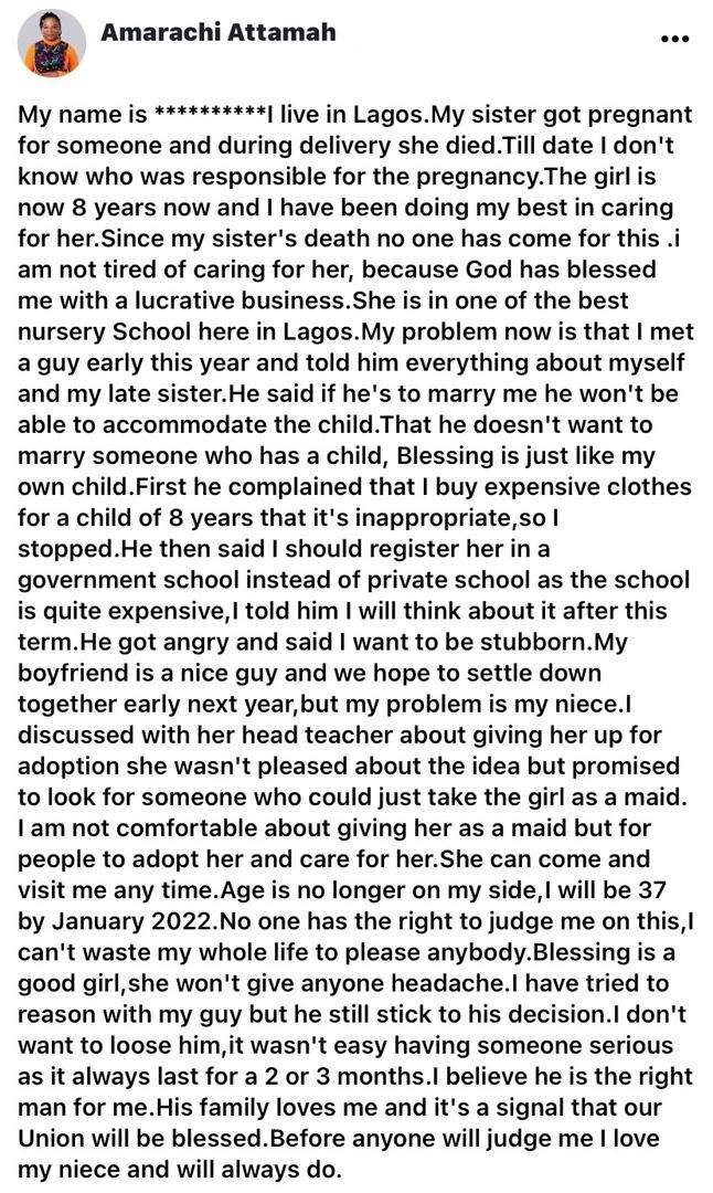 Lady cries out for advice over boyfriend #39 s disapproval of late sister #39 s