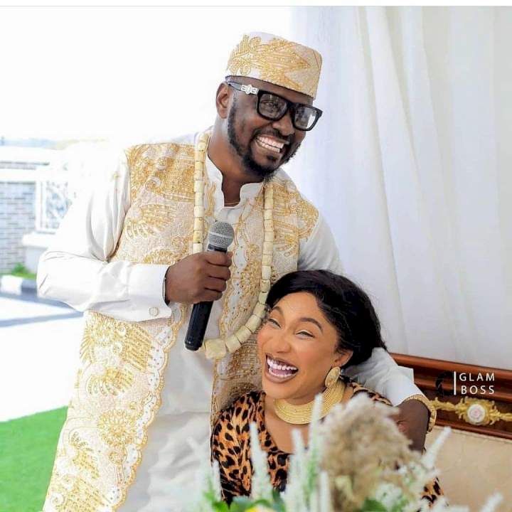 'Churchill, you're a man' - Tonto Dikeh's lover hails ex-husband amidst separation rumor