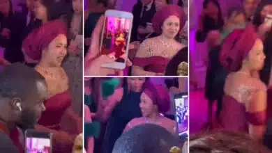 "My Chinese wife has become Omo Yoruba" - Man brags as Chinese wife shuts down their wedding with traditional dance moves (Video)