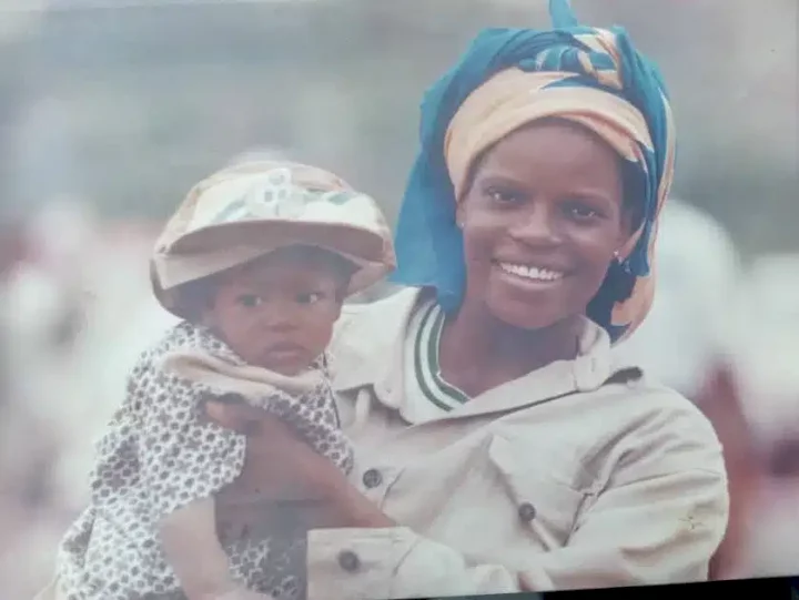 'He served twice' - Reactions as corper shares adorable throwback with mum