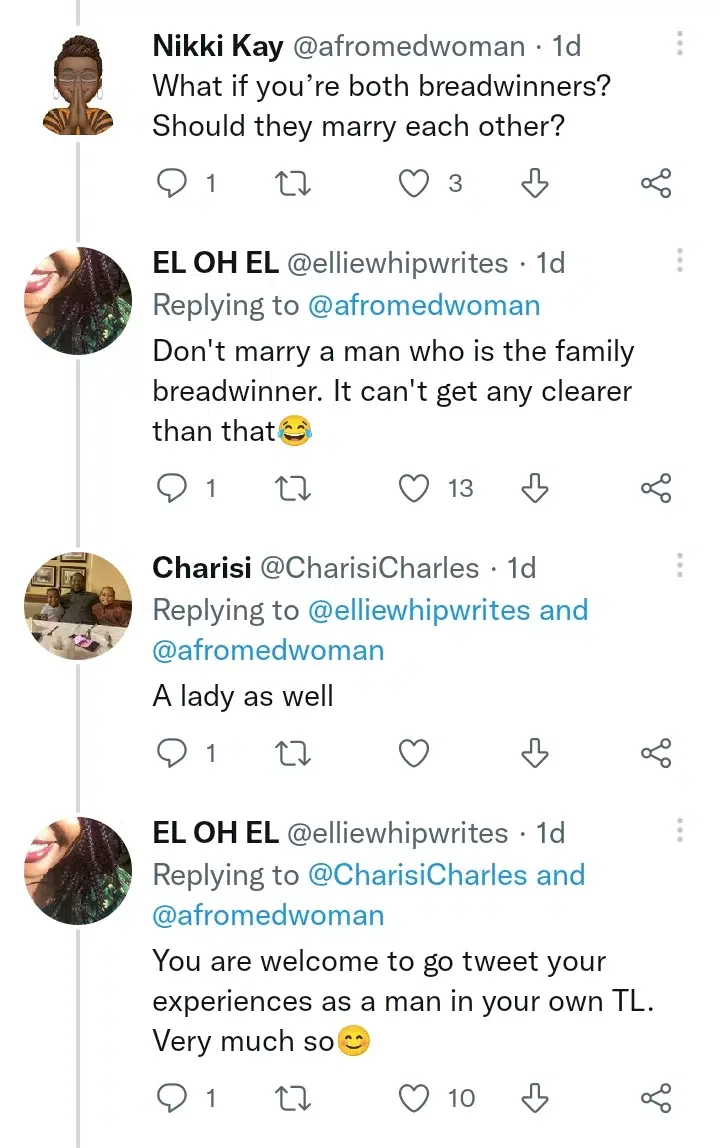 'Avoid marrying the breadwinner in any family' - Twitter user warns women