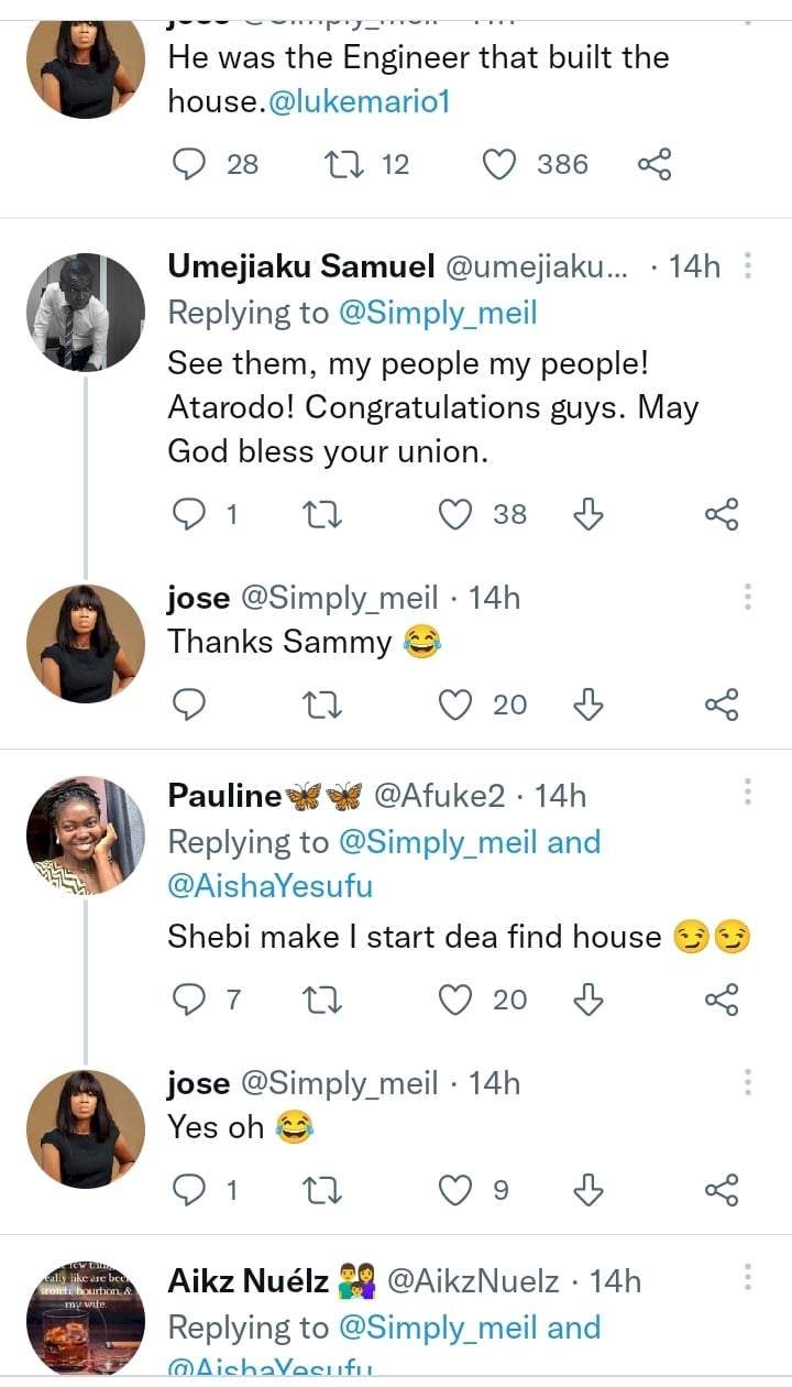 'From house hunting to getting a husband' - Reactions as lady ties knot with man that built house she rented