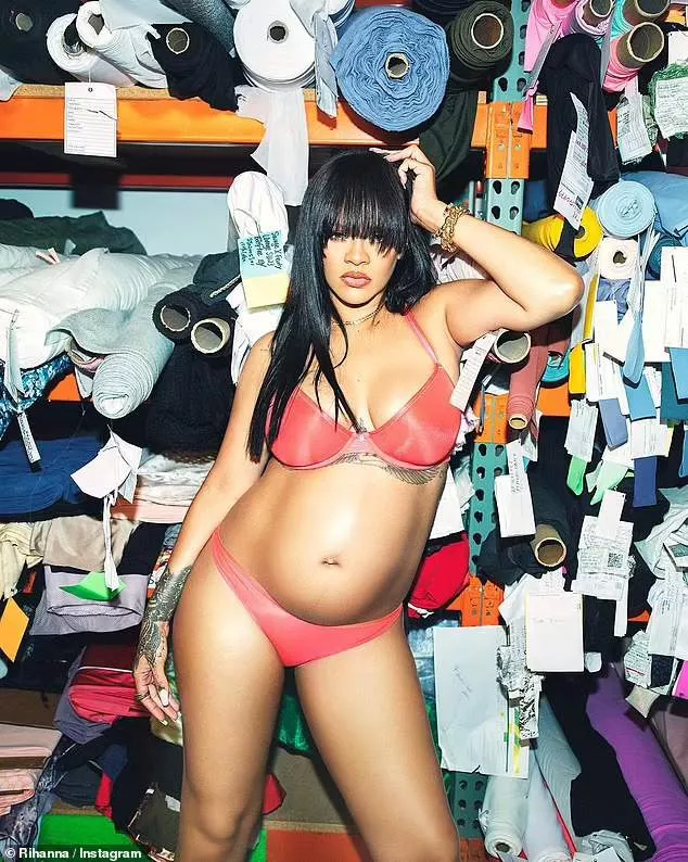 Pregnant Rihanna puts her burgeoning baby bump on display as she poses in bra and skimpy thong (Photos)
