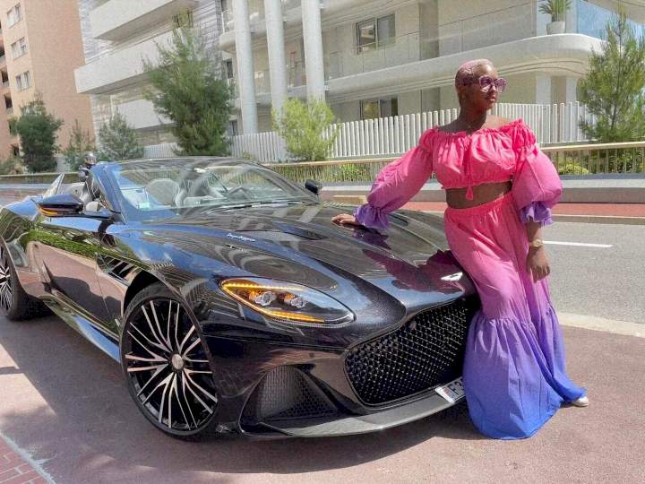 'Monaco looks good on me' - DJ Cuppy says as she shows off her father's Aston Martin (video)