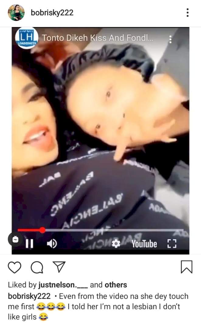 'I told her I'm not a lesbian' - Bobrisky says as he leaks video of Tonto Dikeh touching him