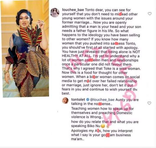 'You are talking nonsense' - Tonto slams a lady who accused her of misleading women after her failed marriage