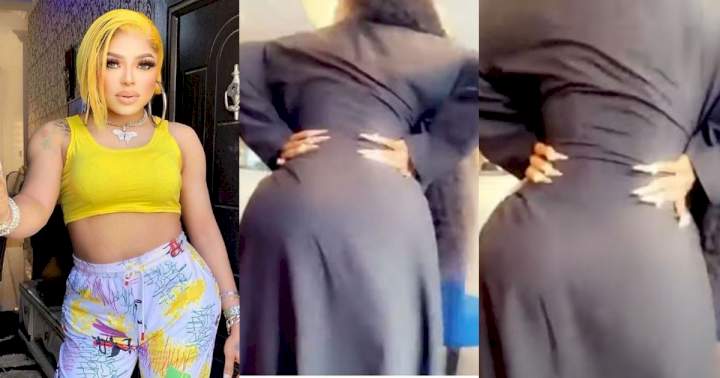 Bobrisky finally shows off his backside after butt surgery (Video)