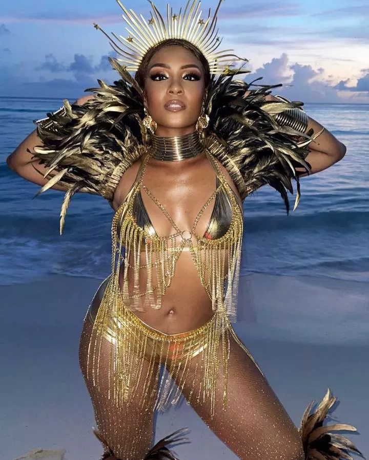 Actress Osas Ighodaro is having so much fun at the #CropOver2023 carnival in Barbados... See video