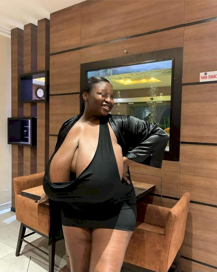Endowed woman goes viral after sharing photos of her curves spilling out of skimpy dress (photos)