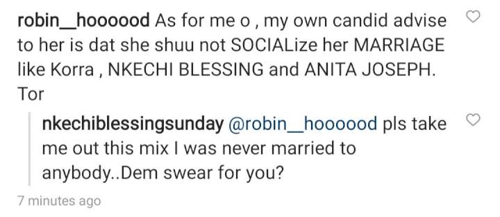 'I was never married' - Nkechi Blessing slams fan who mentioned her amongst women who publicised their marriage on social media