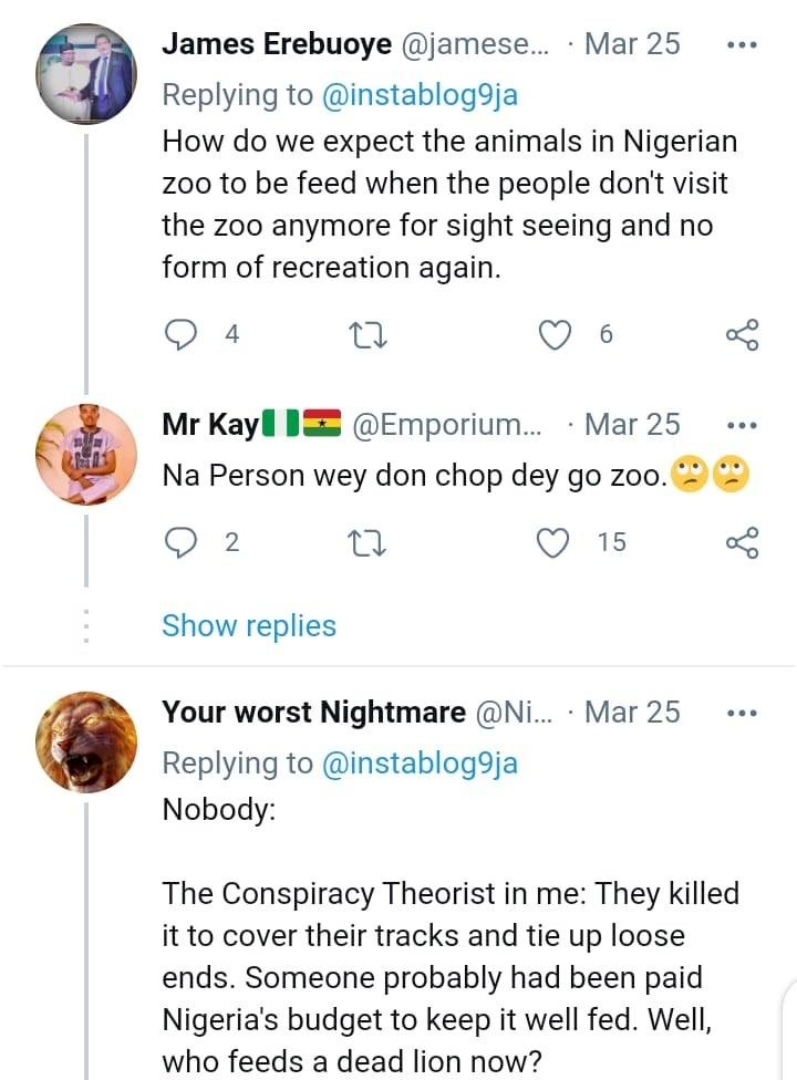 “RIP Lion, you fought a good fight” – Nigerians react as hunger kills Lion in Kaduna state zoo