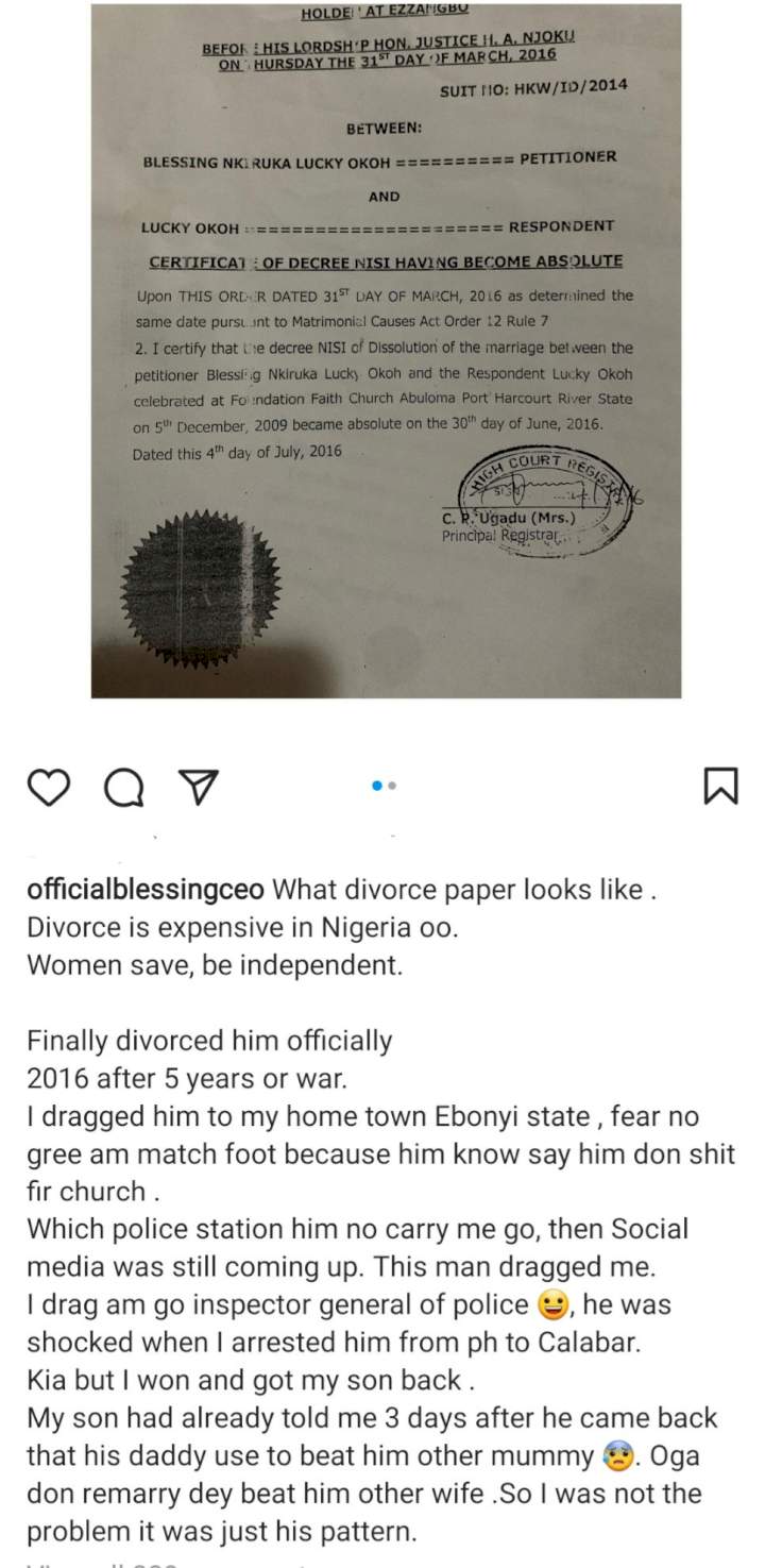 Blessing Okoro shares video from her wedding as she accuses ex-husband of abusing her before and after their wedding; her sisters respond