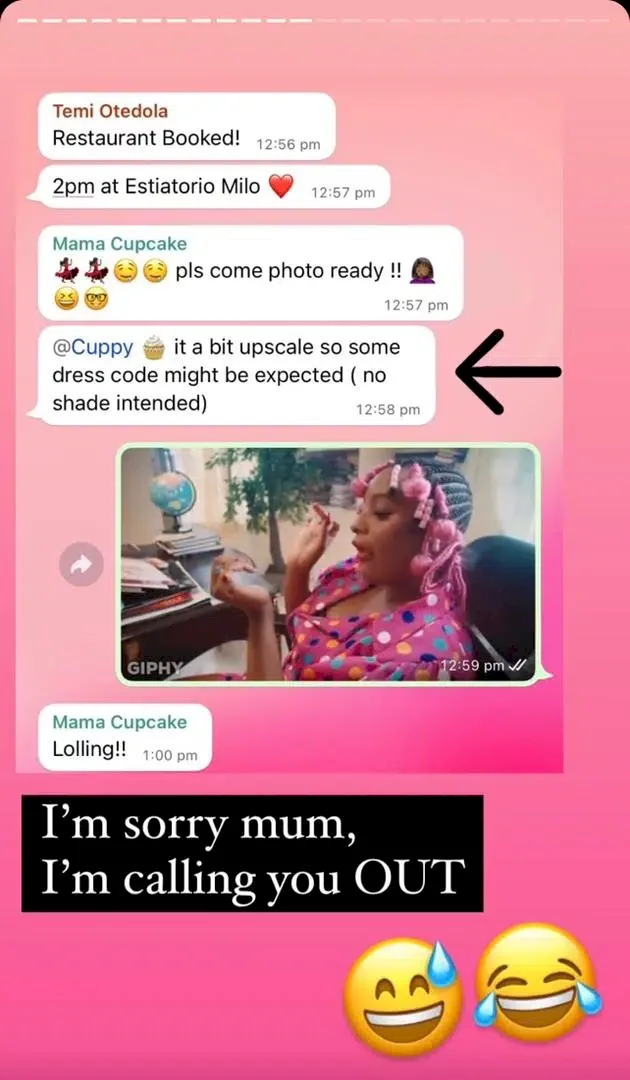 DJ Cuppy calls out mother for shading her fashion sense (Video)