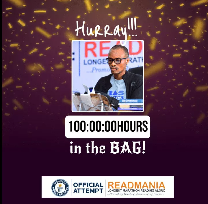 '100 hours and counting' - Man set to break Guinness World Record for longest reading marathon