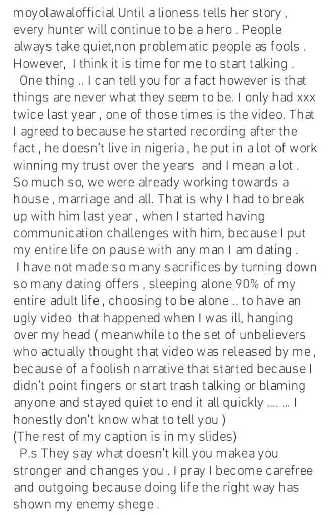 'Why I agreed to film our intimate moment' - Moyo Lawal opens up on leaked tape