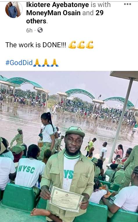 'You don't have to make excuses for failure' - Physically challenged man says as he celebrates passing out of NYSC