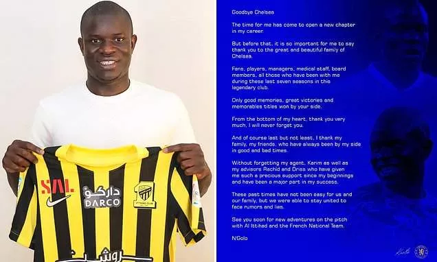 N'Golo Kante makes cryptic reference to 'rumours and lies' in farewell letter to Chelsea after Al-Ittihad move