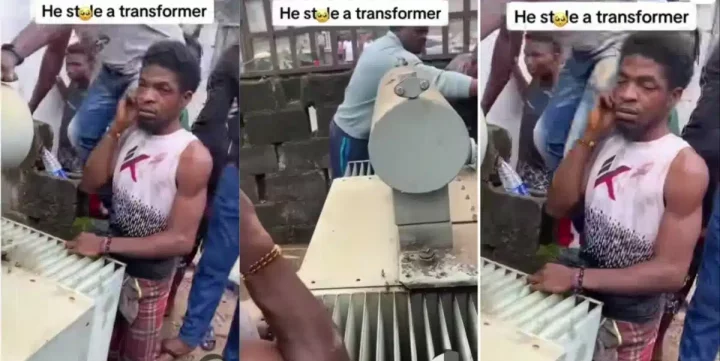 'Courageous Idan' - Man nabbed after he singlehandedly stole community transformer (Video)