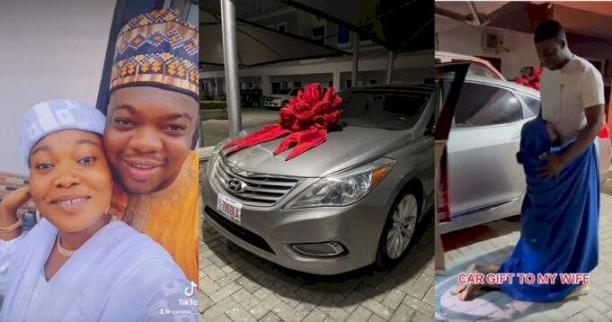 Skitmaker, Cute Abiola surprises his wife with a brand new car (video)