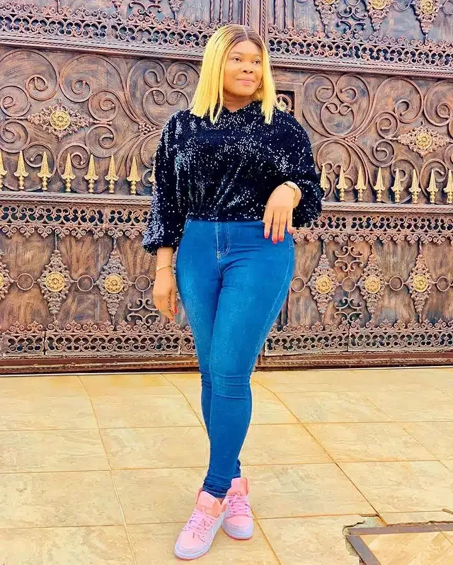 Toyin Abraham, others react as Ruby Ojiakor hits gym in native outfit (Video)