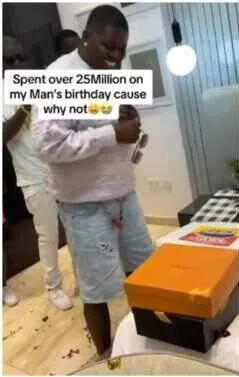 Nigerian lady gifts boyfriend N5 million, spends extra N25 million on him for his birthday