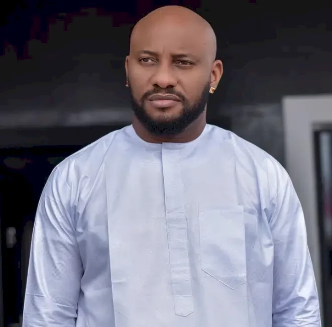 Yul Edochie reacts as woman kneels, breaks down in tears after meeting him for the first time