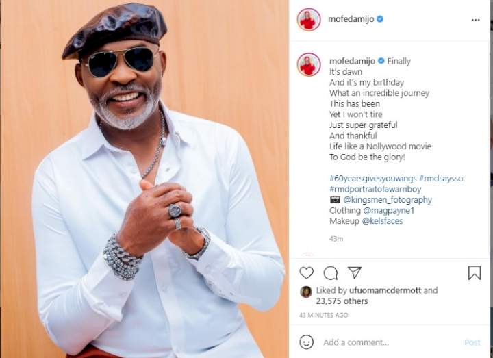 'Life like a Nollywood movie' - Veteran actor, RMD celebrates his 60th birthday with ageless photos